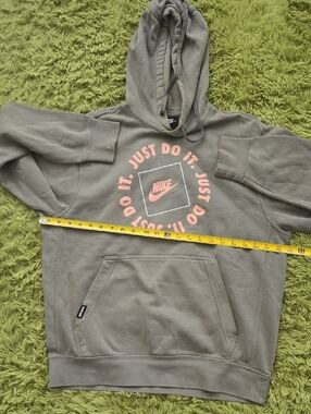 Nike Olive Green Hoodie with Coral Logo